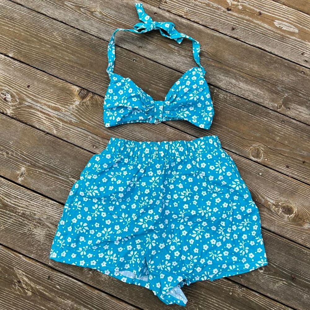 Vintage Newport News Blue & White Retro Bikini Set